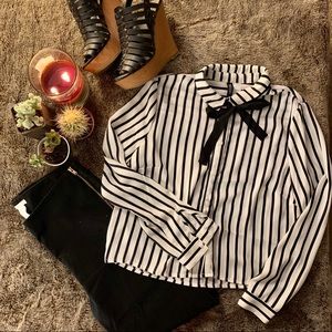 Striped Sheer Button Up